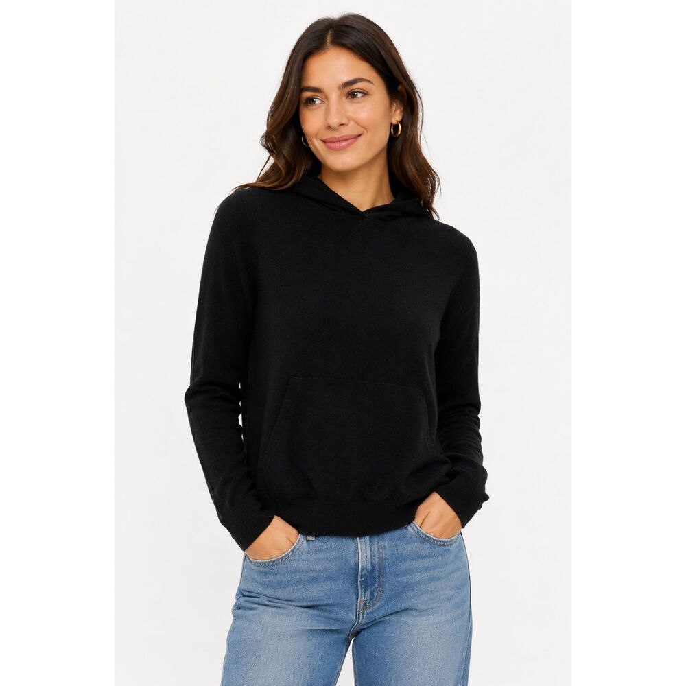 Banana Republic Womens Hoodie Small Black 100% Cashmere Lightweight Sweater